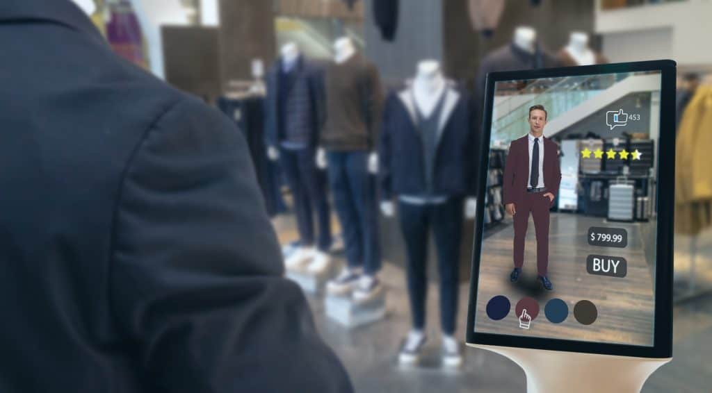 man uses ar to try on clothes